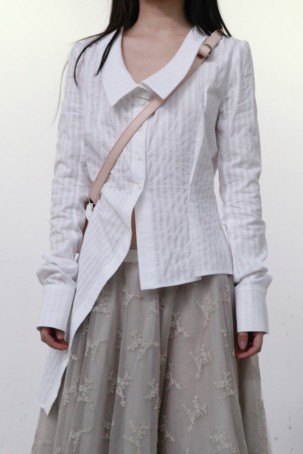 Marc le bihan long -sleeved big collar fried shirt 2611 white